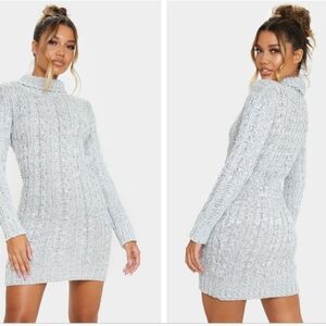 PrettyLittleThing grey cableknit sweaterdress size S/M NWT